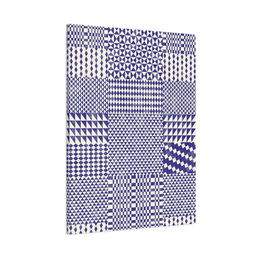 Modern Abstract Canvas – Geometric Pattern in Deep Blue & Soft White