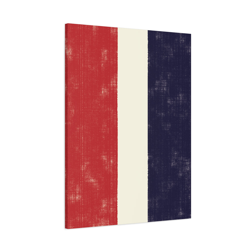 Modern Abstract Canvas – Vertical Colour Block Composition in Red, Cream & Navy