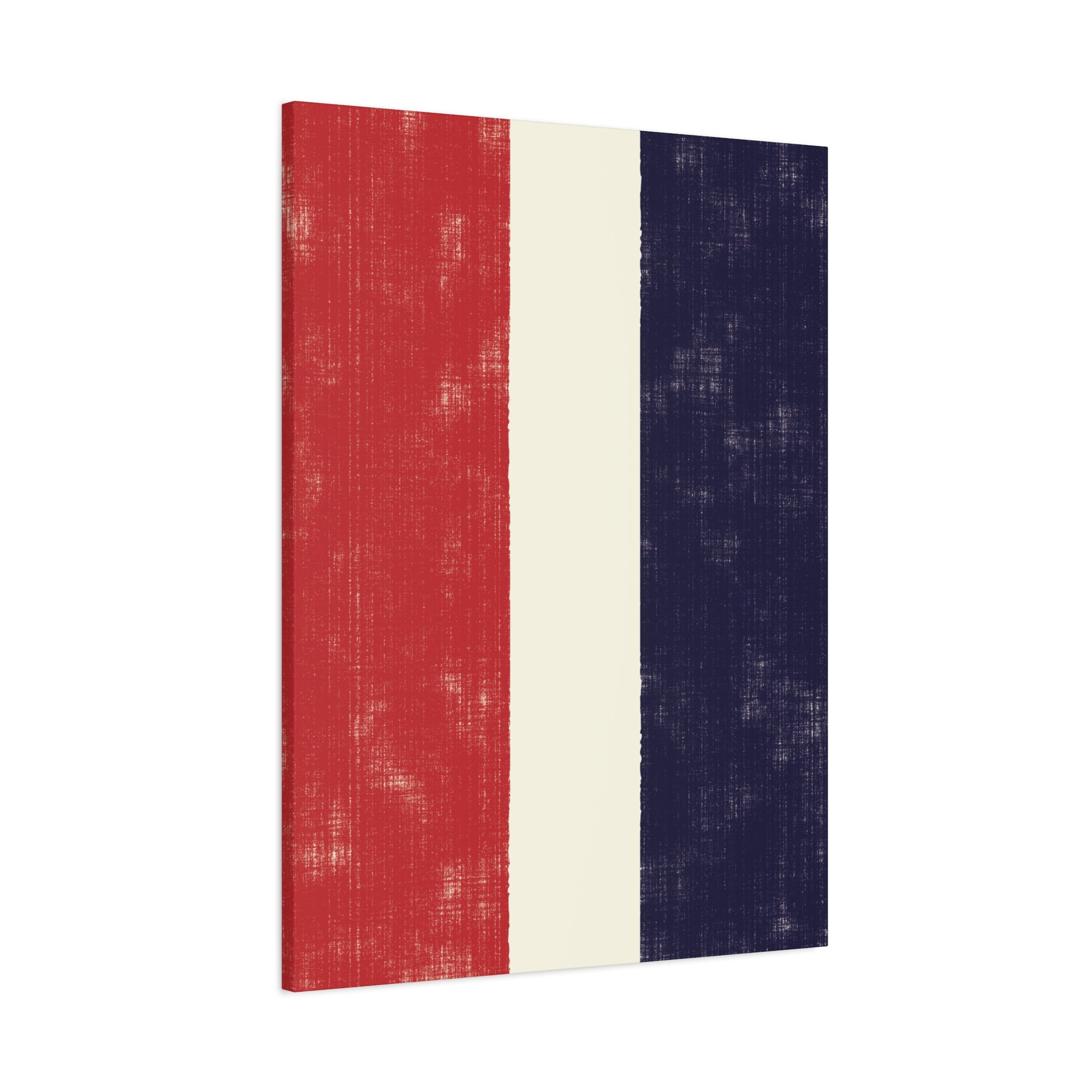 Modern Abstract Canvas – Vertical Colour Block Composition in Red, Cream & Navy