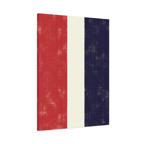 Modern Abstract Canvas – Vertical Colour Block Composition in Red, Cream & Navy