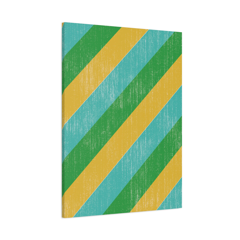 Diagonal Rhythm – Abstract Canvas Print in Teal, Green & Yellow