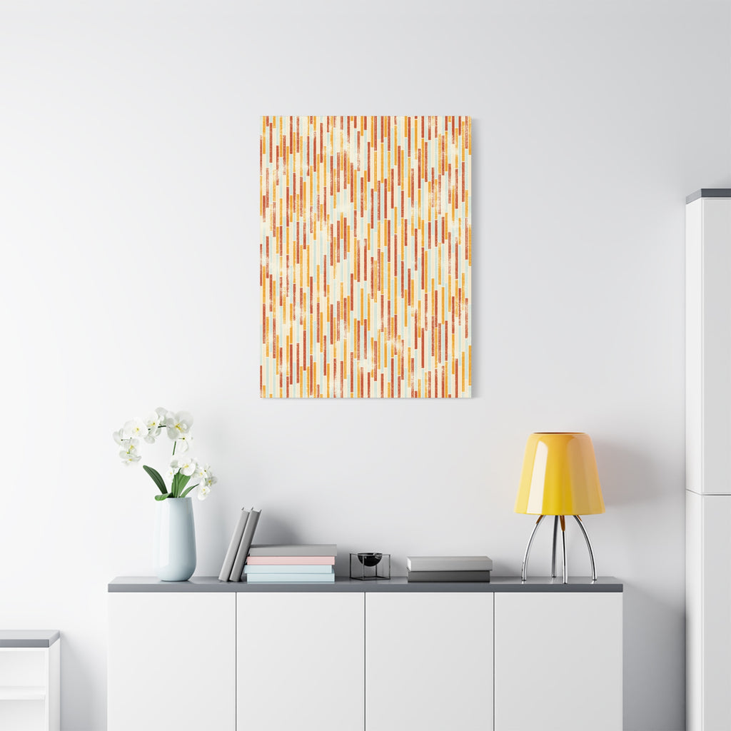 Candy Rain I – Minimalist Linear Canvas in Burnt Orange & Neutral Tone