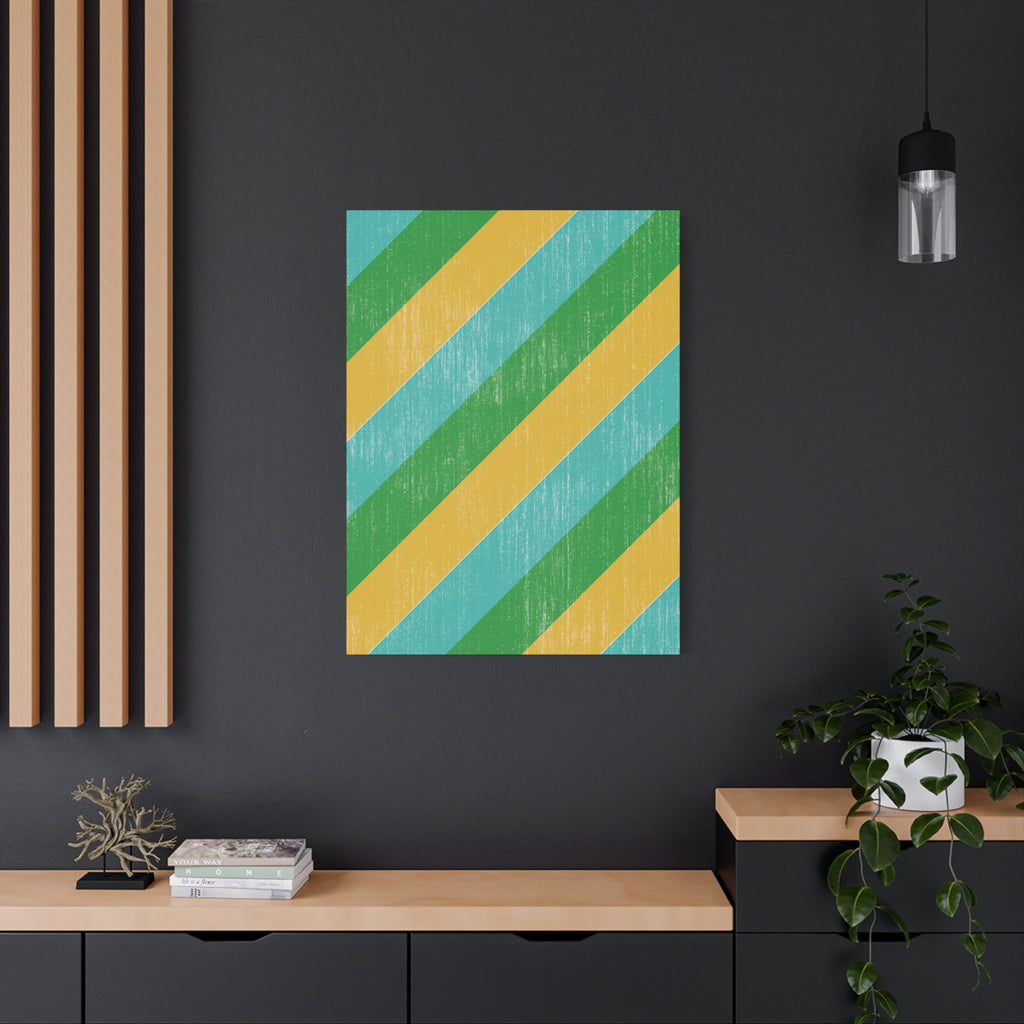 Diagonal Rhythm – Abstract Canvas Print in Teal, Green & Yellow