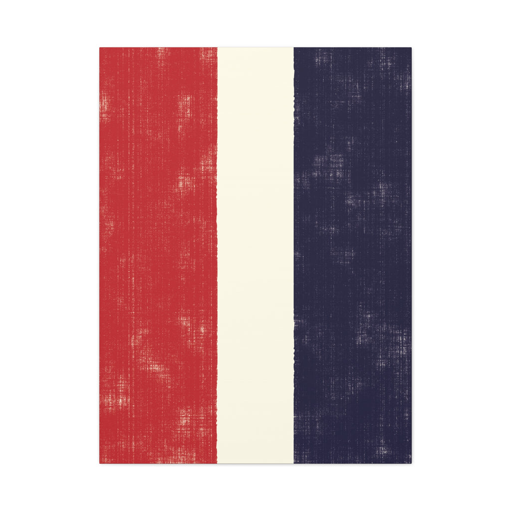 Modern Abstract Canvas – Vertical Colour Block Composition in Red, Cream & Navy