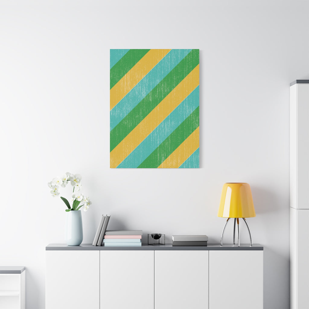 Diagonal Rhythm – Abstract Canvas Print in Teal, Green & Yellow