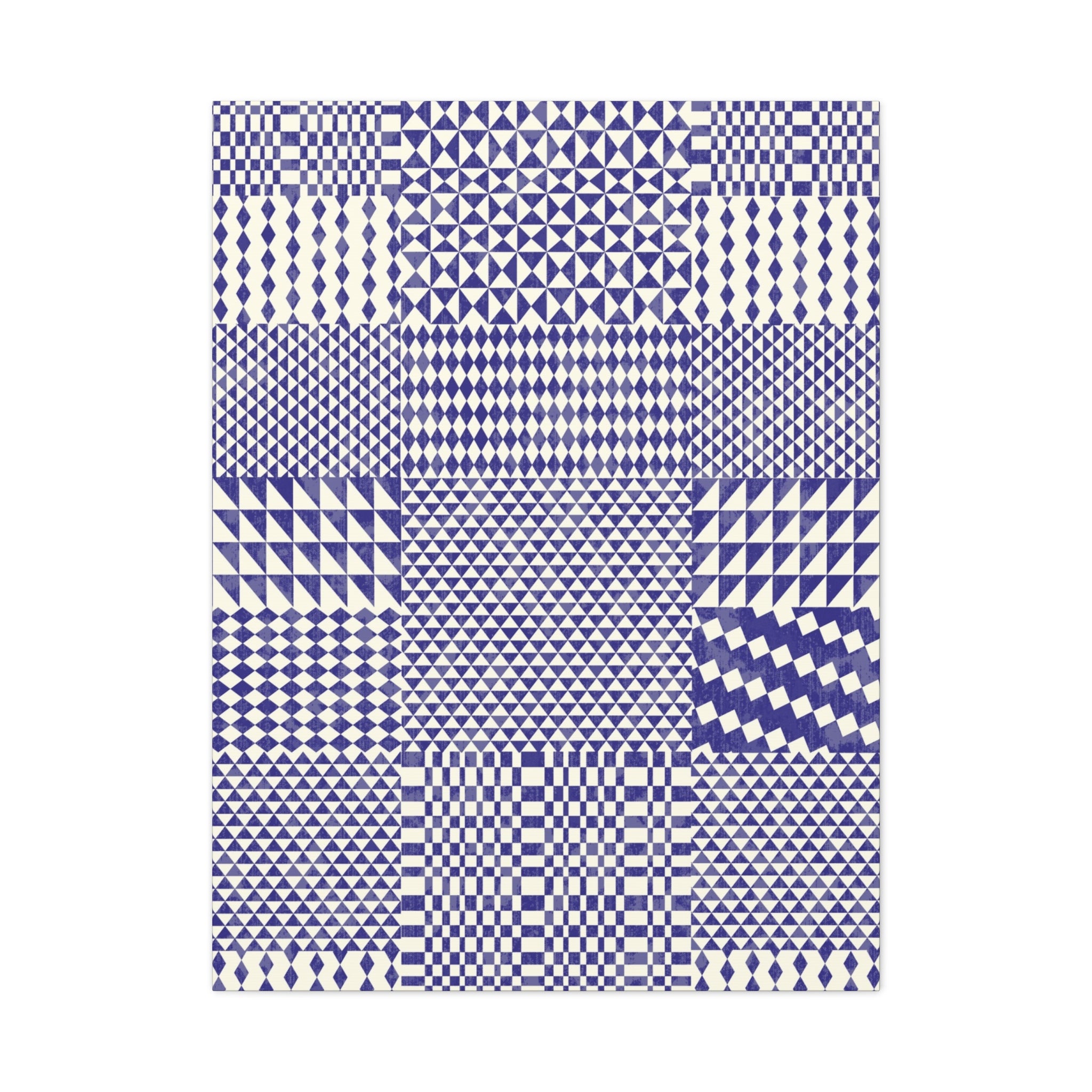 Modern Abstract Canvas – Geometric Pattern in Deep Blue & Soft White