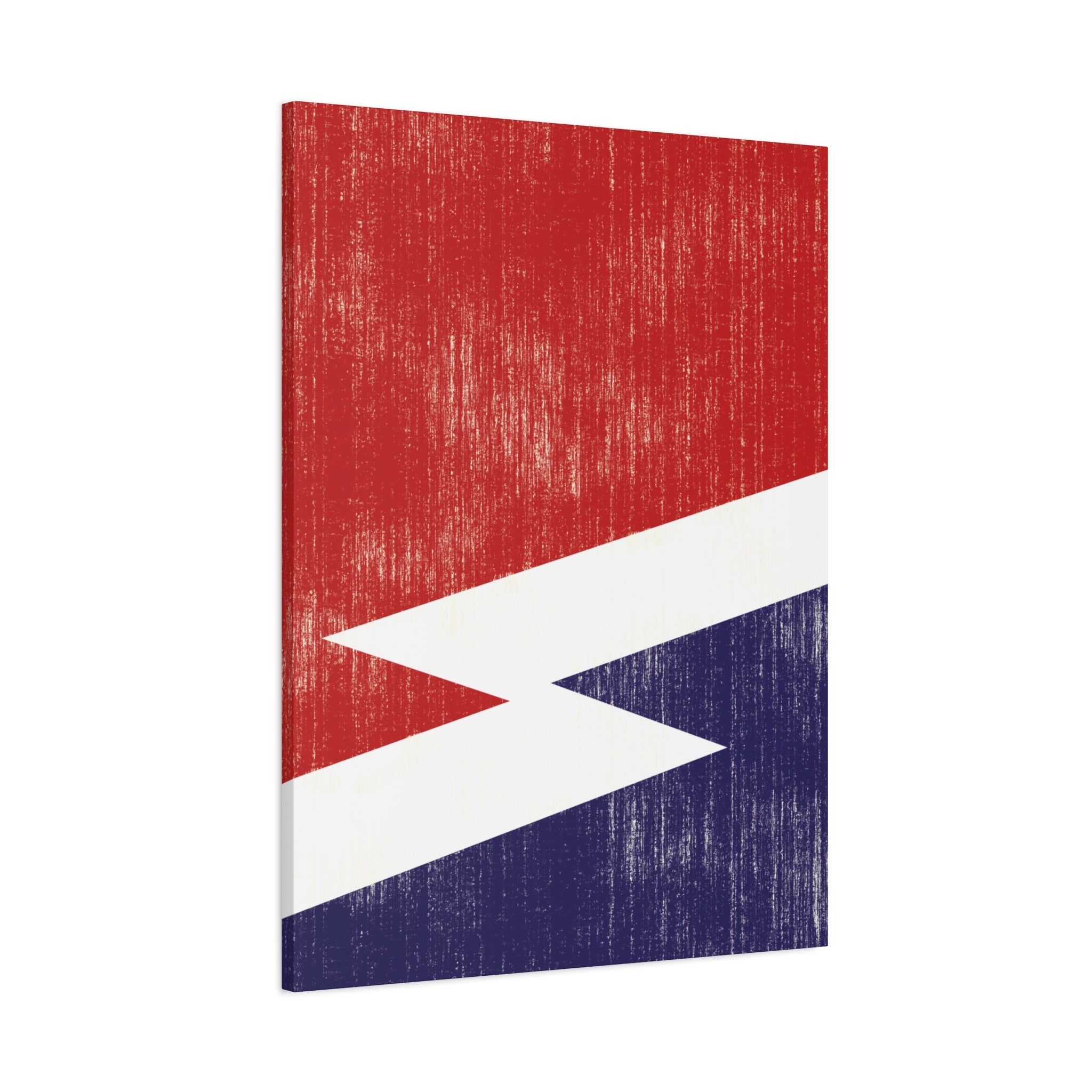 Broken Flag II – Abstract Canvas Print in Red, White & Navy Composition