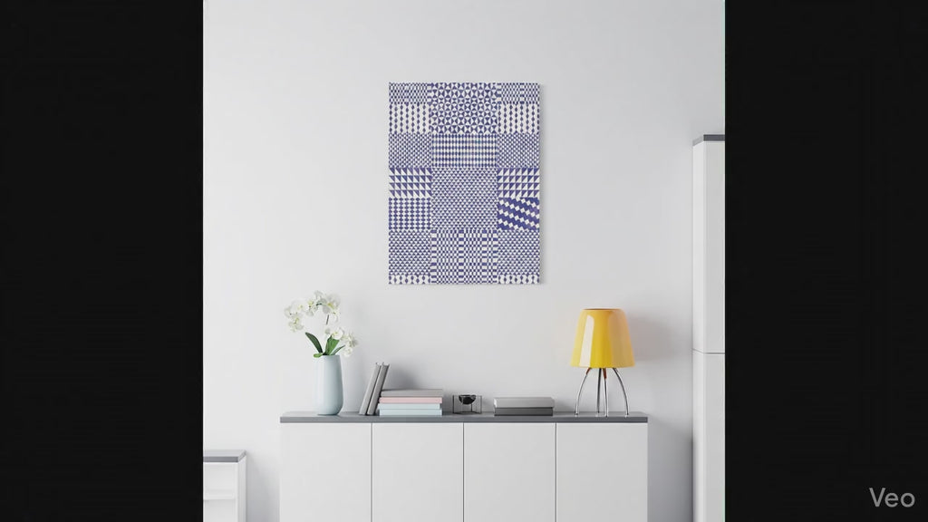 Delta Gem I – Geometric Pattern in Deep Blue & Soft White